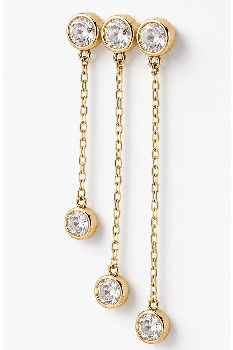 Cubic Zirconia Chain Drop Earrings, Alternate, color, GOLD