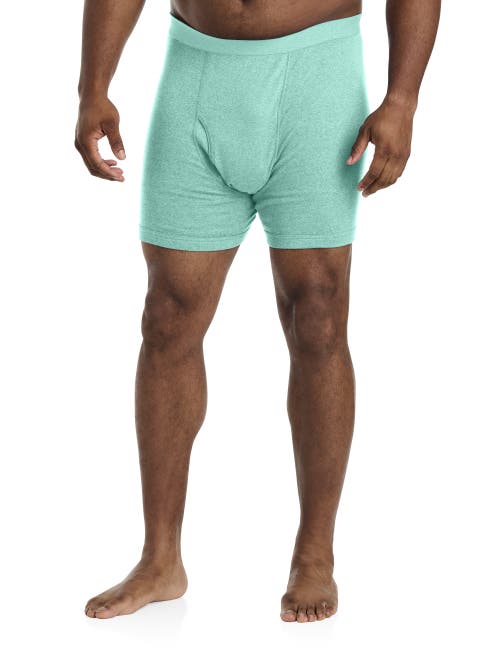 Harbor Bay By Dxl Big & Tall 3-pk Heathered Boxer Briefs In Aqua Heather