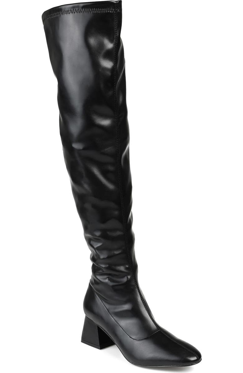Journee Collection Melika Tall Ruched Shaft Vegan Leather Boot, Main, color,