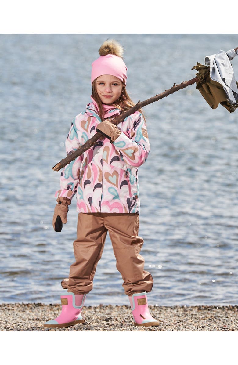 Deux par Deux Girl's 3-In-1 Mid-Season Outerwear Set With Printed Jacket Light Pink And Beige Pant, Alternate, color, 