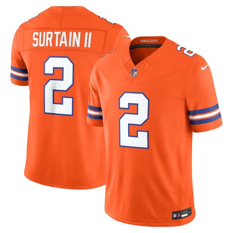 Men's Nike Pat Surtain II Orange Denver Broncos Alternate Mile High Collection 1977 Throwback Vapor F.U.S.E. Stitched Limited Jersey