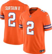 Nike Men's Nike Pat Surtain II Orange Denver Broncos Alternate Mile High Collection 1977 Throwback Vapor F.U.S.E. Stitched Limited Jersey