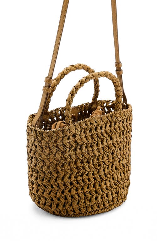 Mango Woven Paper Basket Bag In Multi