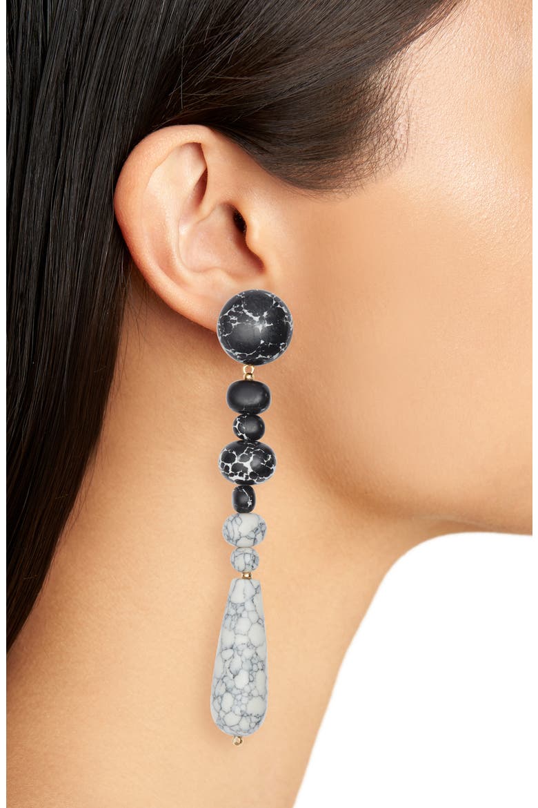 Copacabana Drop Earrings, Alternate, color, BLACK AND WHITE