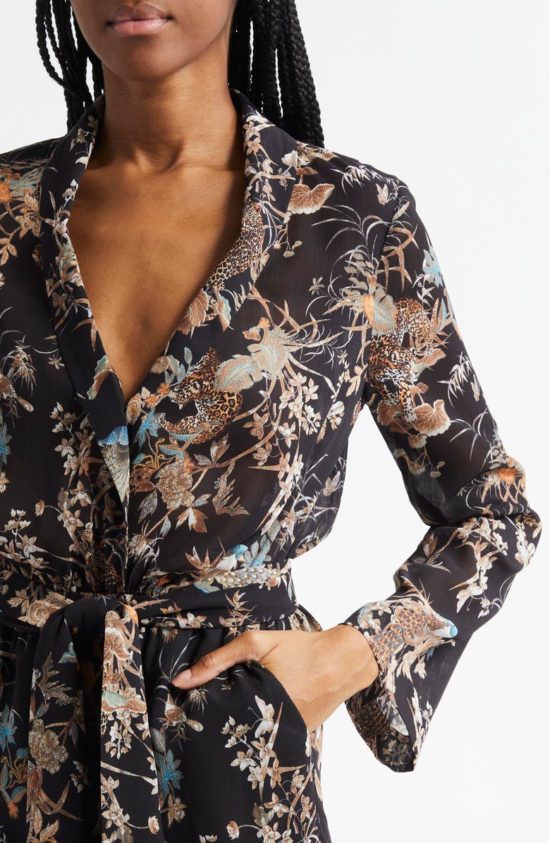 L'AGENCE Arabell Print Tie Waist Romper, Alternate, color, 