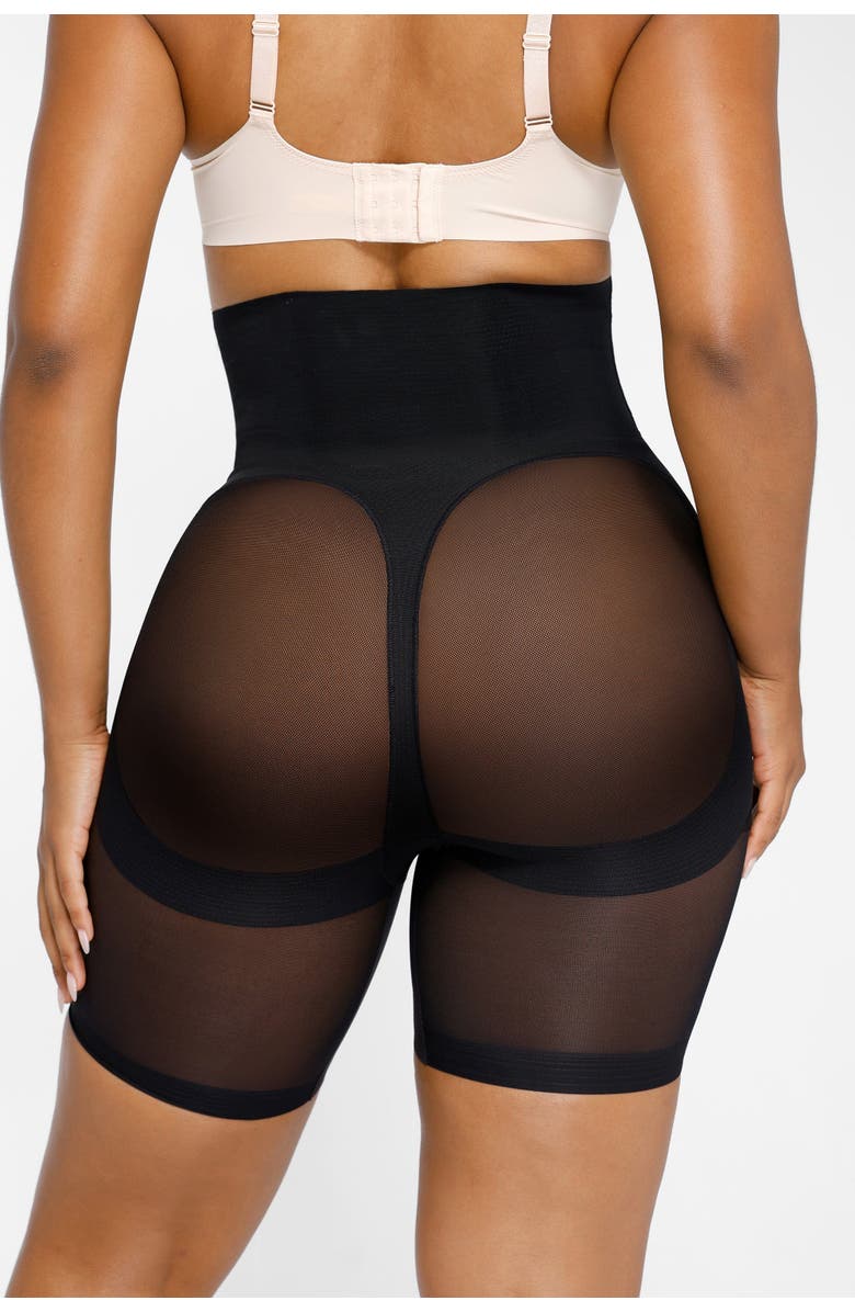 Shapellx Mesh Smooth Tummy Control Butt-Lifting Shorts, Alternate, color, Onyx Black