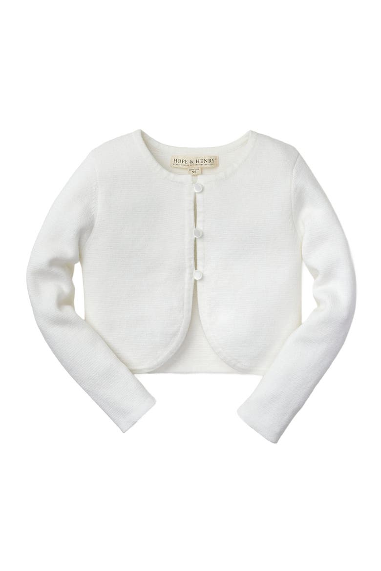 Girls' Organic Curved Hem Cardigan, Kids, Main, color, White