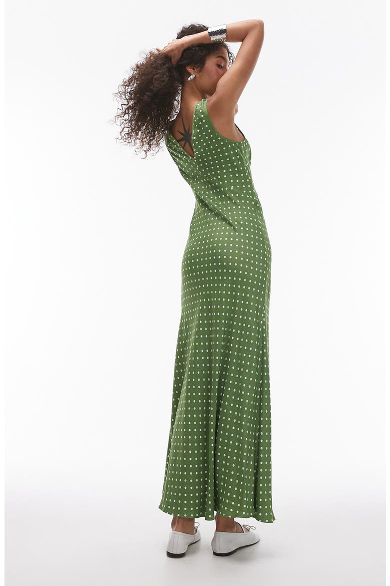V-Neck Empire Waist Maxi Dress, Alternate, color, MEDIUM GREEN