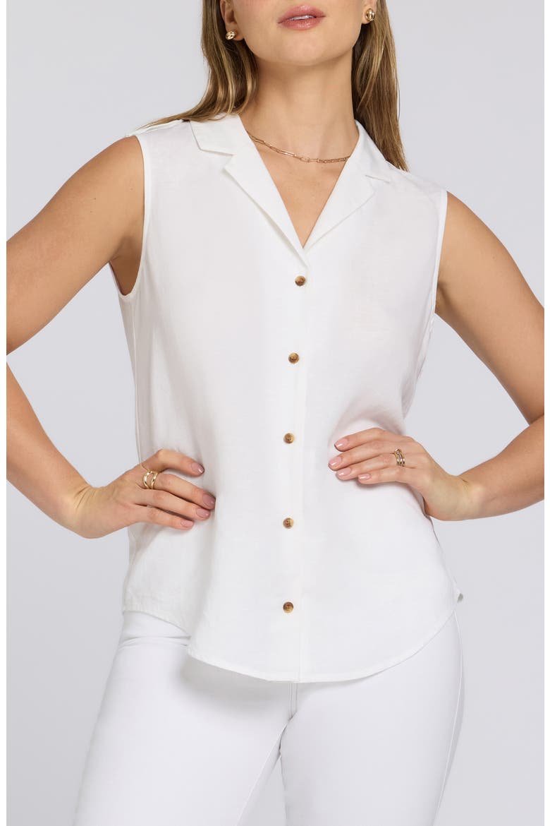 Gabrielle Sleeveless Camp Shirt, Main, color, OPTIC WHITE