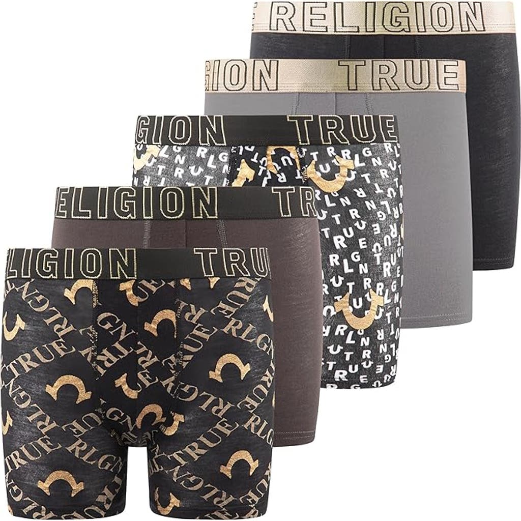 True Religion Boxer Briefs Pack Of 5 In Brown