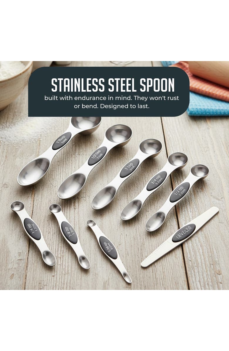 Luminuxe Magnetic Measuring Spoons Dual Sided Stainless Steel Set, Alternate, color, 