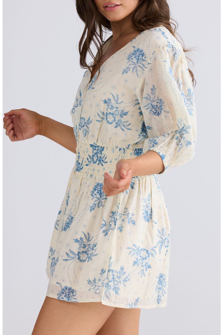 Halo Floral Print Romper, Alternate, color, BLUE BELLE
