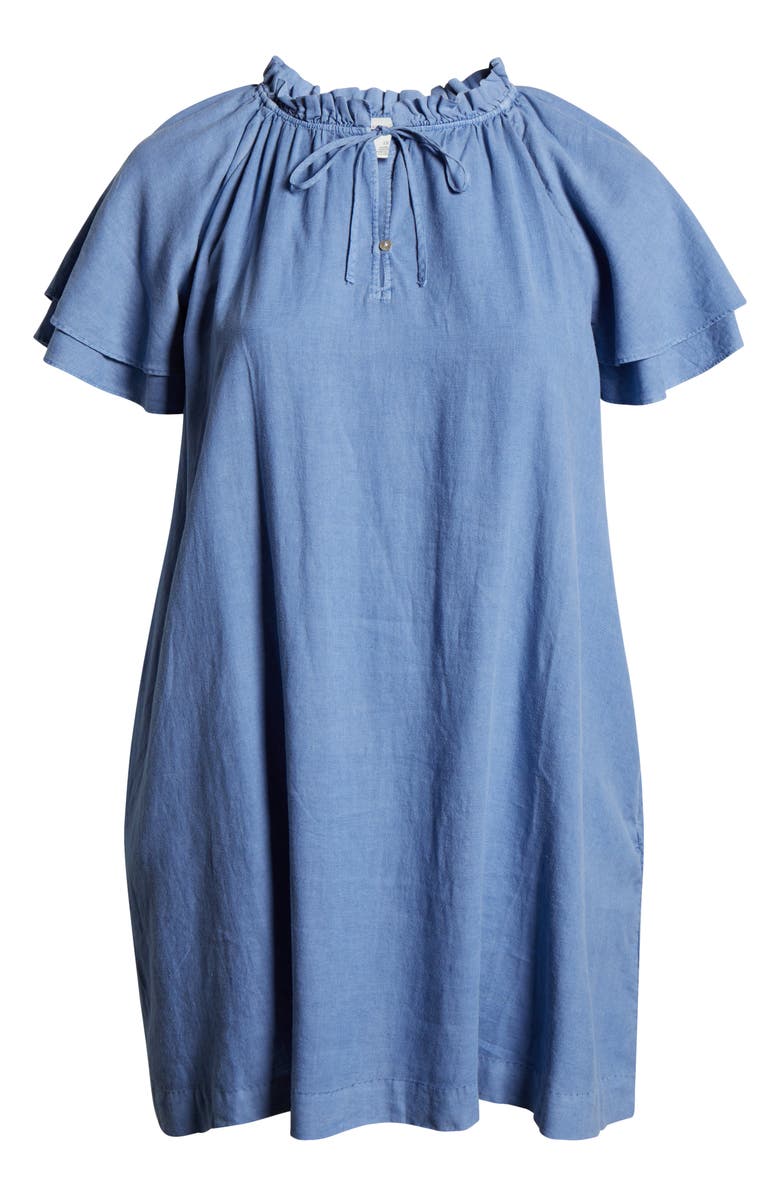 Treasure & Bond Flutter Sleeve Linen Blend Shift Dress, Alternate, color, Blue Colony