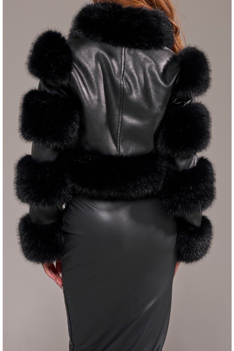 Loverboy Faux Leather Moto Jacket with Faux Fur Trim, Alternate, color, BLACK