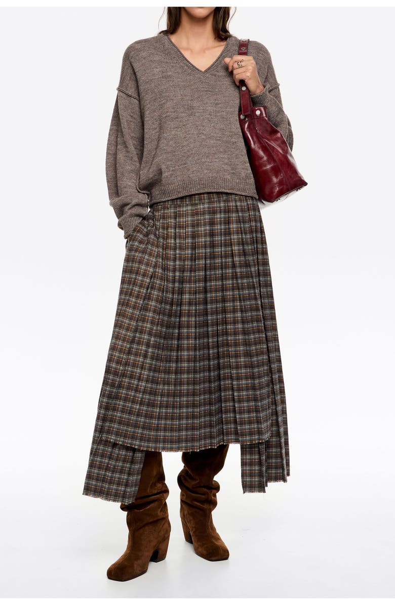 Bimba y Lola Wool V-Neck Sweater, Alternate, color, Taupe