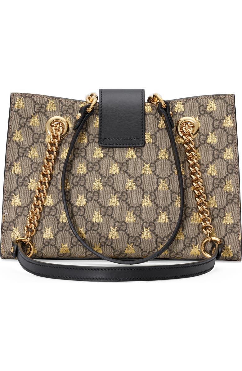 Gucci Small Padlock GG Supreme Bee Shoulder Bag, Alternate, color,