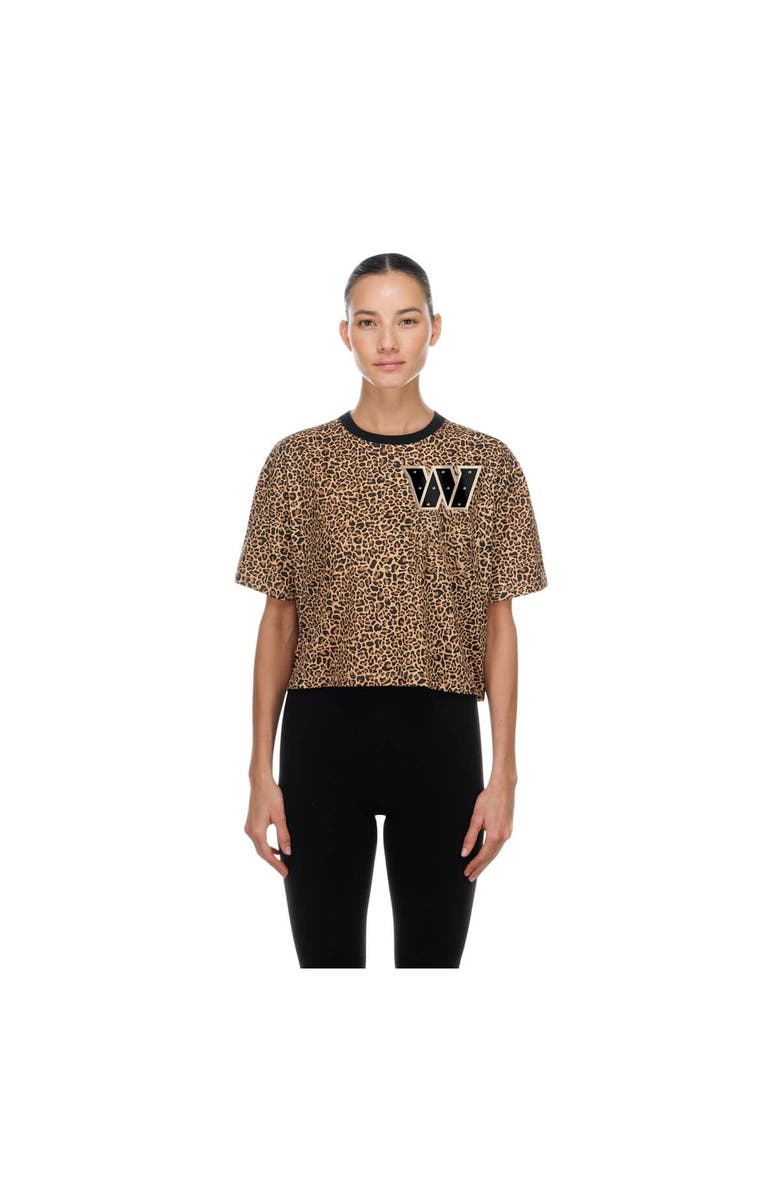 New Era Women's New Era  Brown Washington Commanders Mom & Me Leopard Boxy Cropped T-Shirt, Main, color, Brown