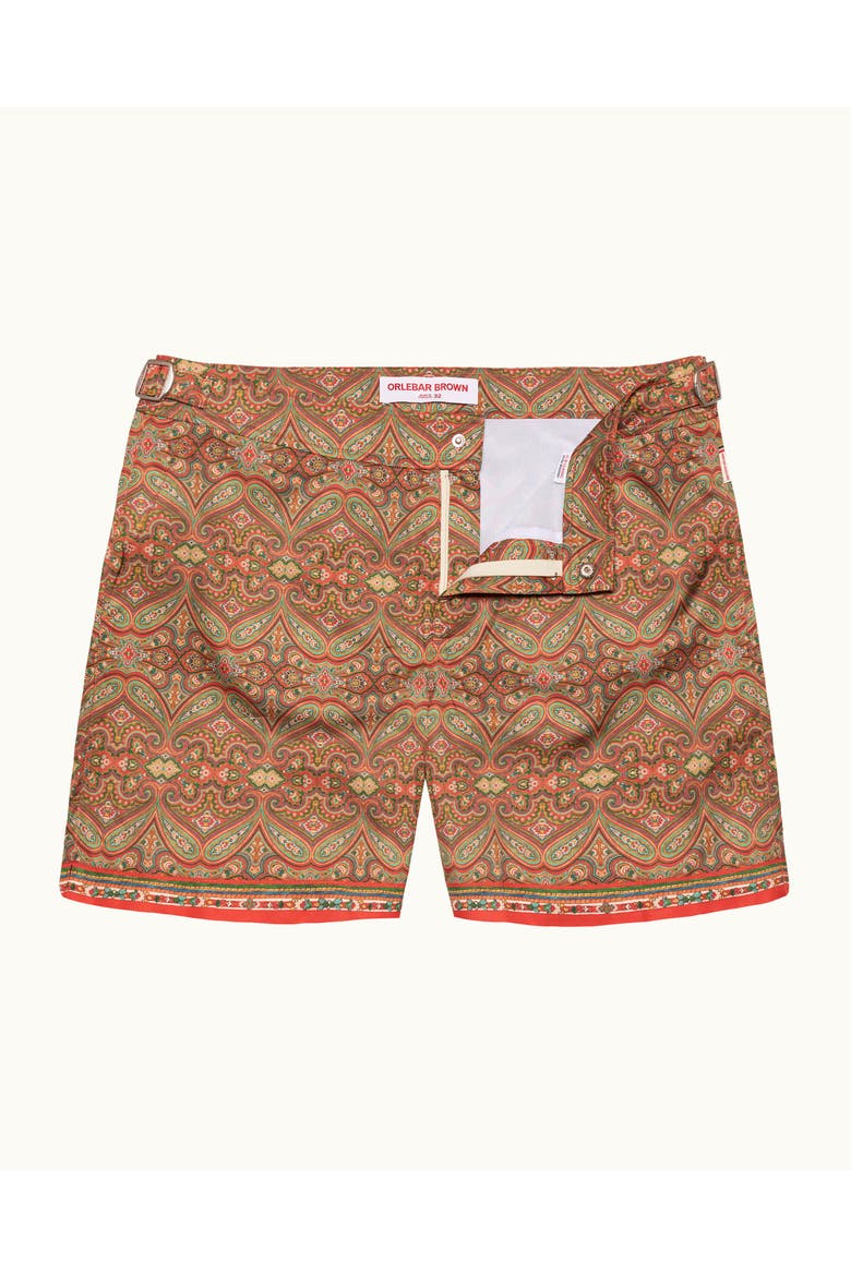 Bulldog Exclusive-Print Swim Shorts, Main, color, Vermillion