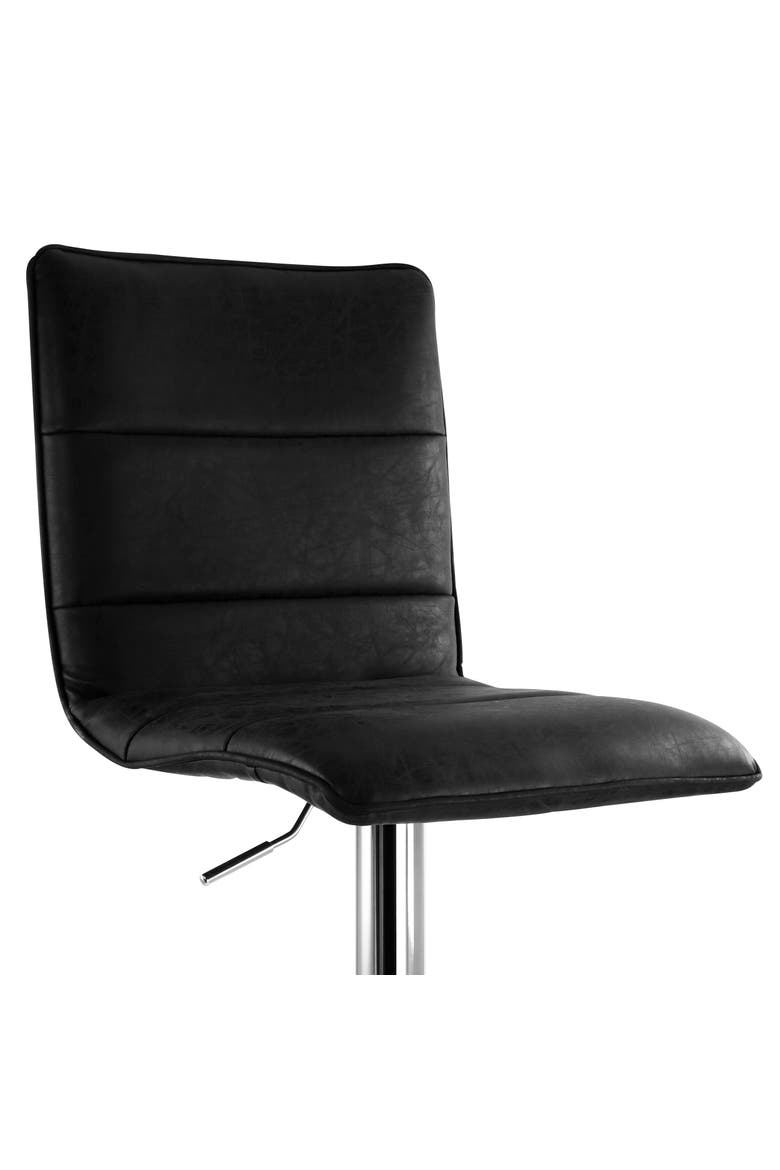 2 Piece Vintage Faux Leather Adjustable Bar Stool, Alternate, color, Black