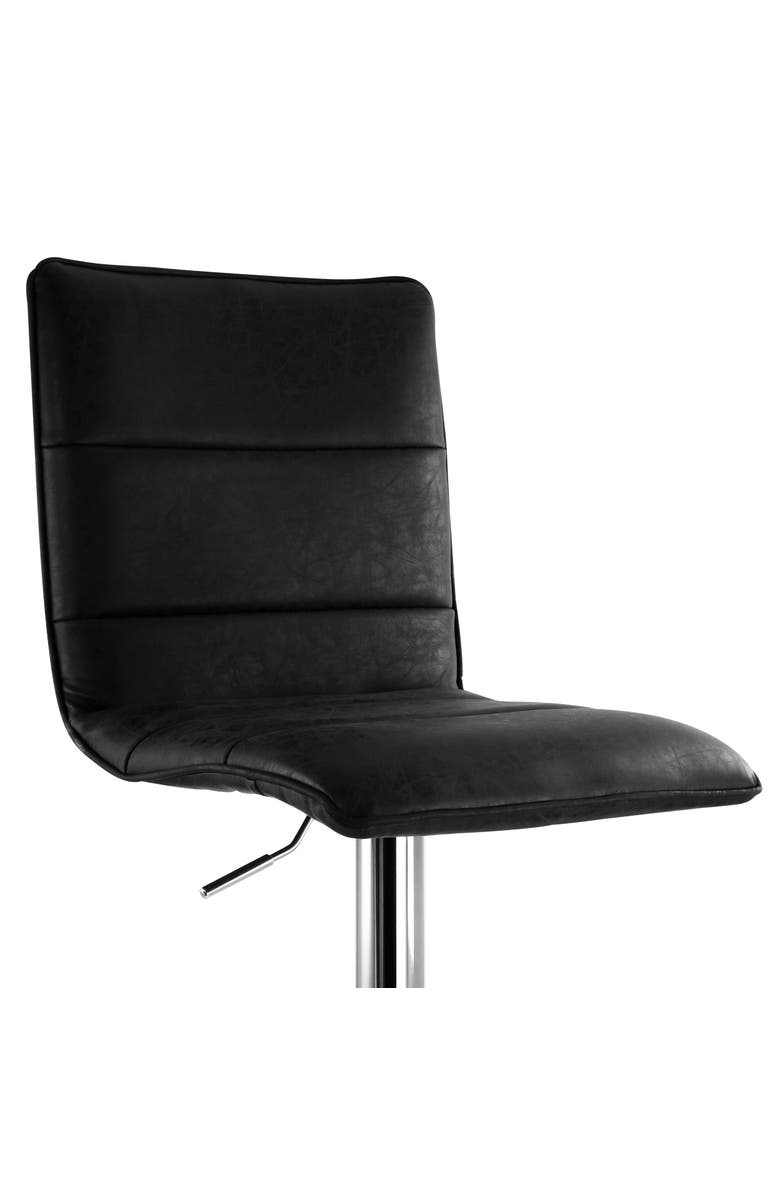 Elama 2 Piece Vintage Faux Leather Adjustable Bar Stool, Alternate, color, Black