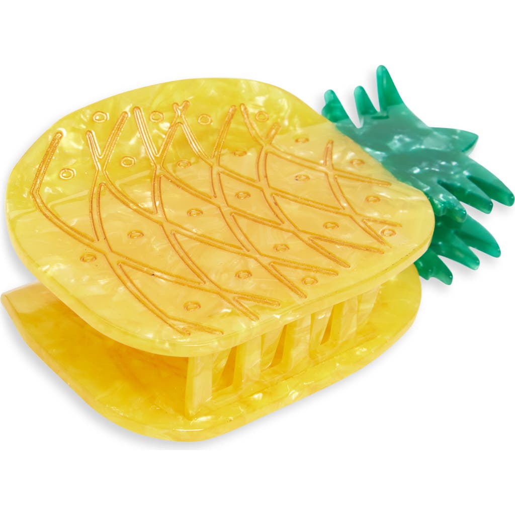 Solar Eclipse Hand-painted Pineapple Fruit Claw Clip In Yellow
