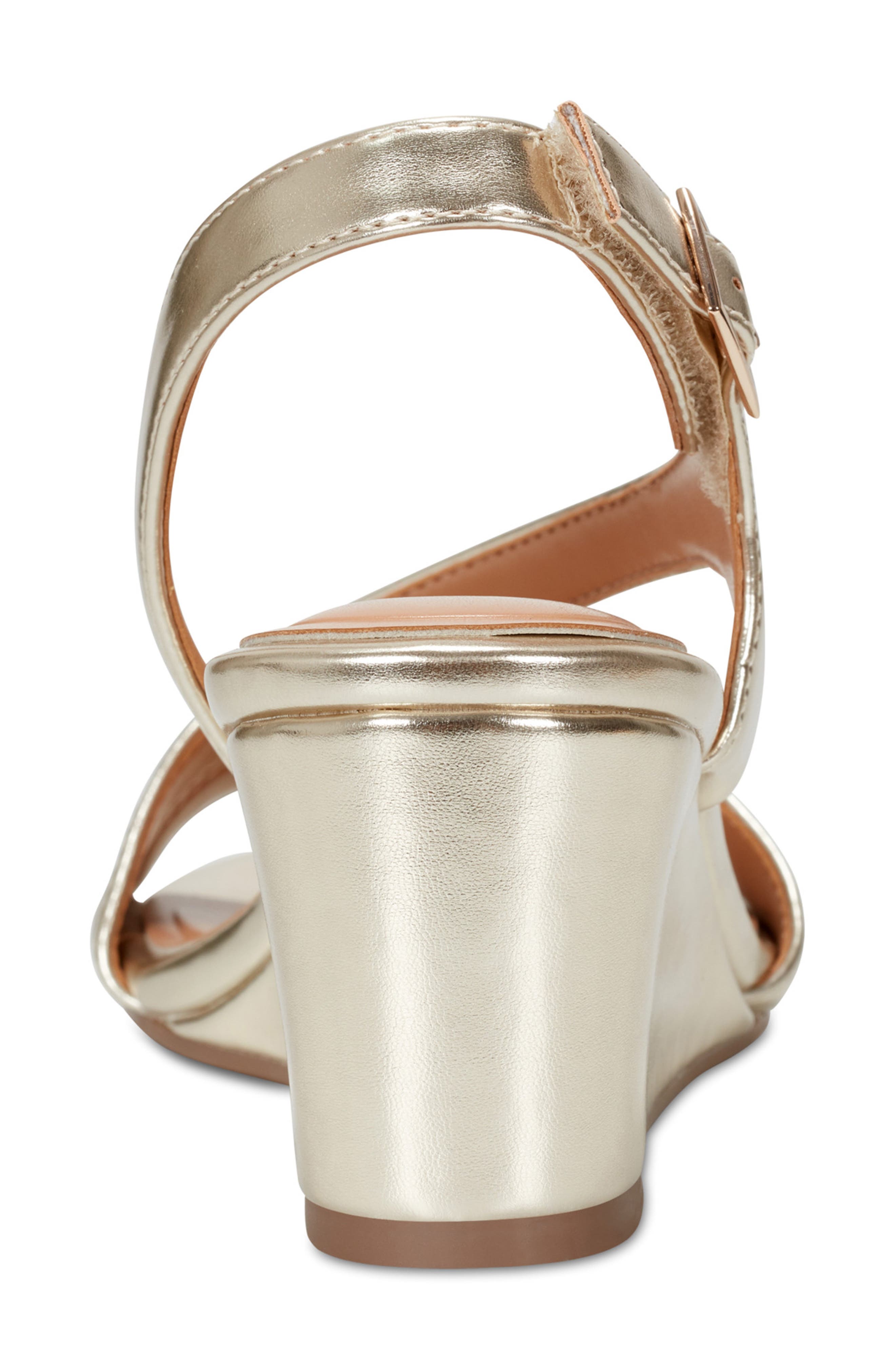 Sezoe Faux Leather Wedge Sandal, Alternate, color, GOLD