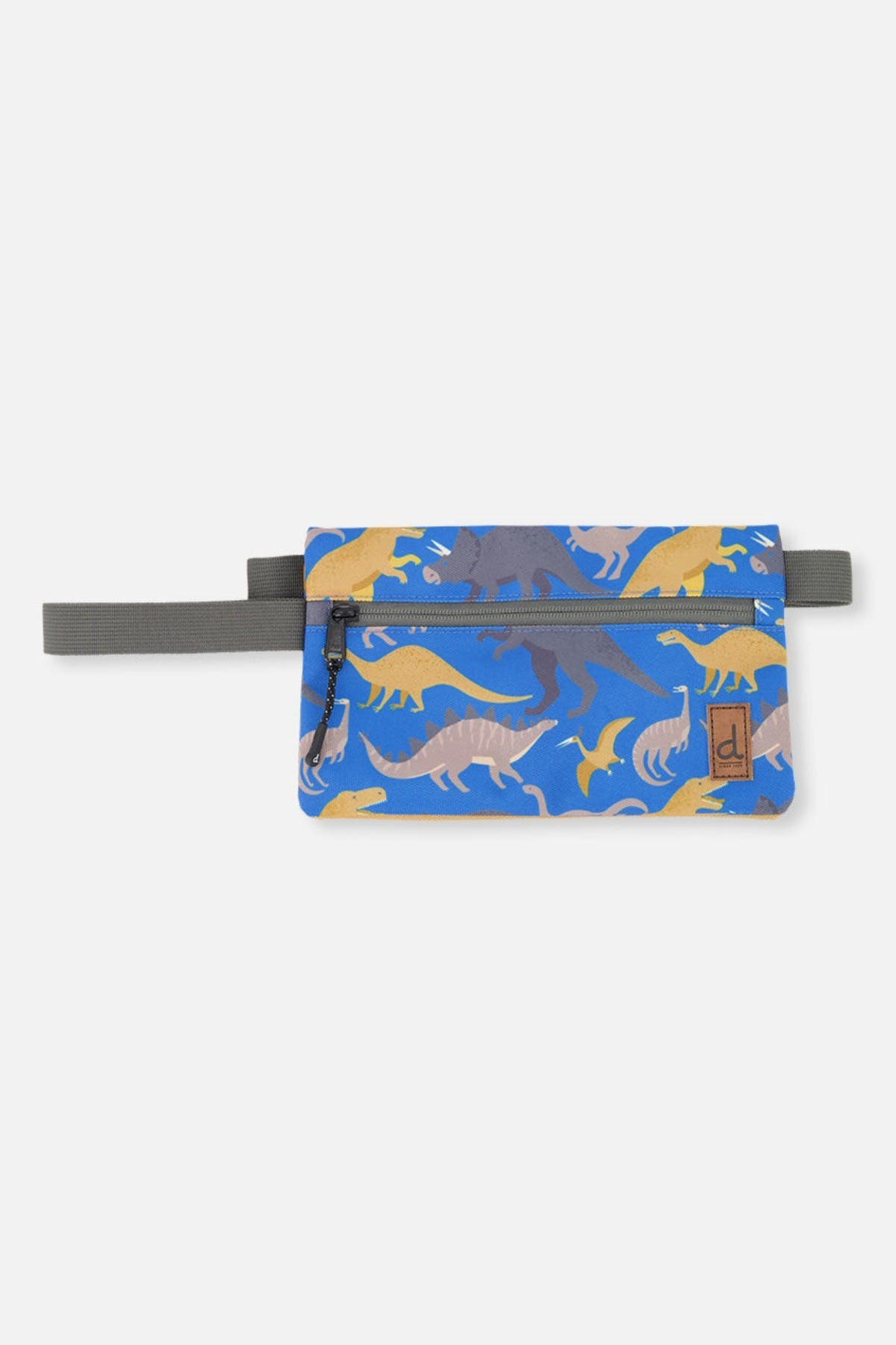 Deux par Deux Dinosaur Graphic Durable Double-Compartment Pencil Case, Main, color, Blue Dinosaur Print