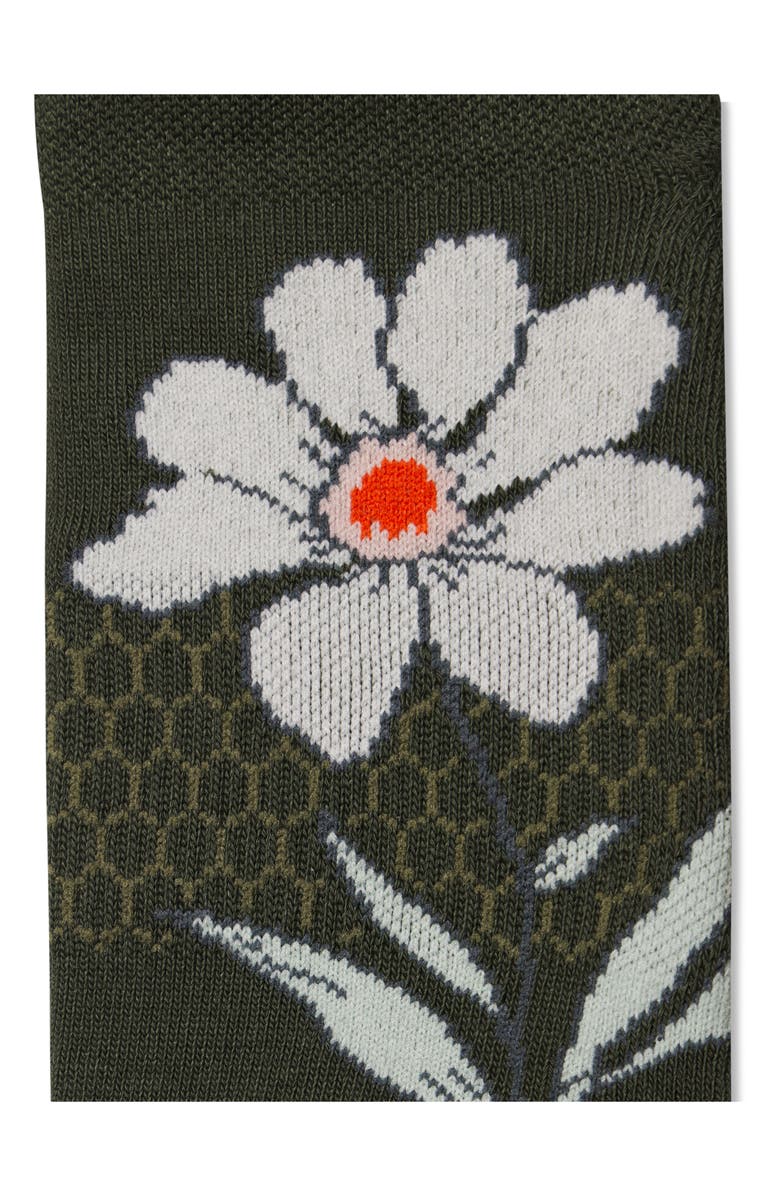 Bombas Realistic Floral Ankle Socks, Alternate, color, Midnight Olive