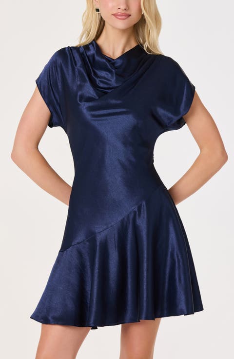 Sherrer Cowl Neck Satin Dress