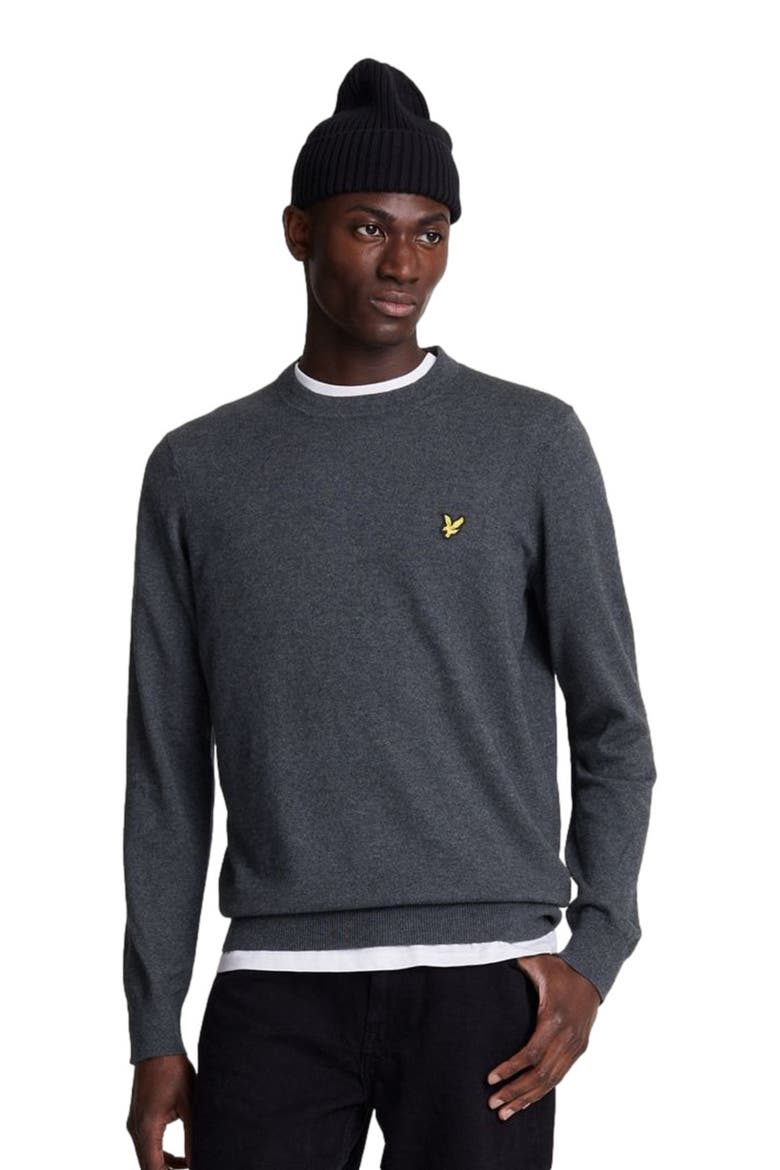 Cotton Merino Crew Neck Sweater, Alternate, color, Charcoal Marl