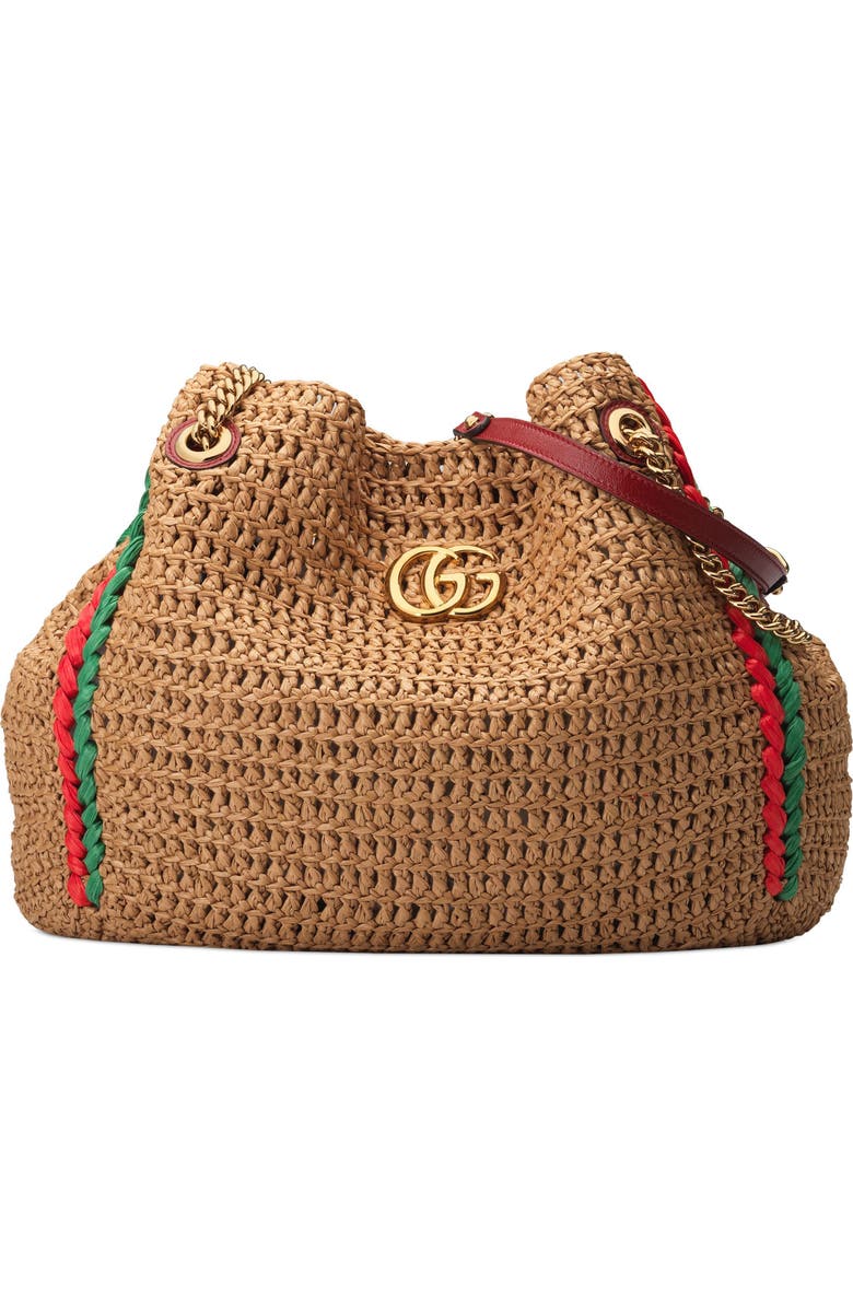 Gucci Large Marmont 2.0 Raffia Tote, Main, color,
