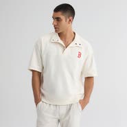FANATICS Men's Fanatics Bisque Boston Red Sox Iconic Short Sleeve Mock Neck Pullover