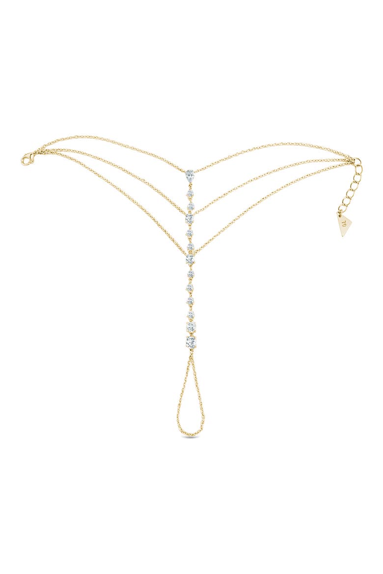 Anselma Cubic Zirconia Hand Chain, Main, color, GOLD