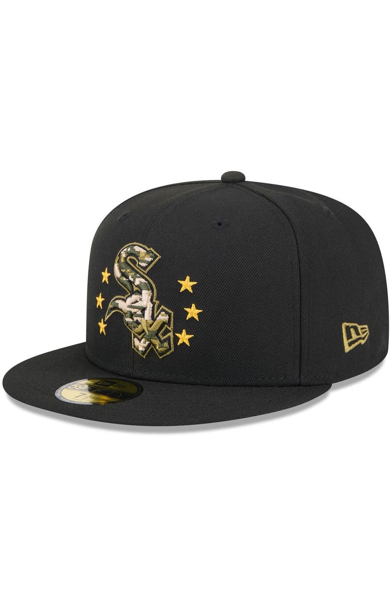 New Era Men's New Era Black Chicago White Sox 2024 Armed Forces Day On-Field 59FIFTY Fitted Hat, Alternate, color, Black