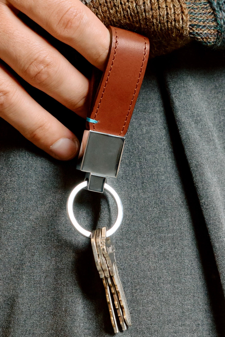 The Toscano Italian Leather Key Tag, Alternate, color, Tuscan Tan