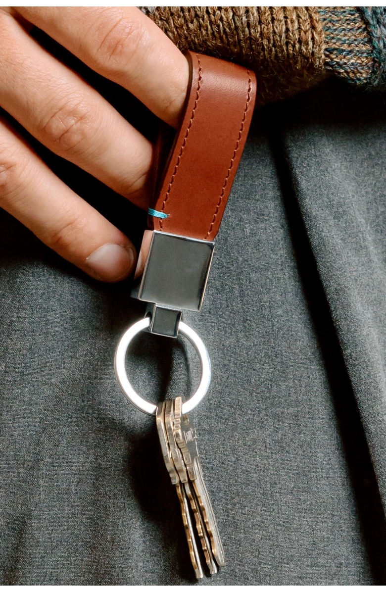 Bluebonnet The Toscano Italian Leather Key Tag, Alternate, color, Tuscan Tan