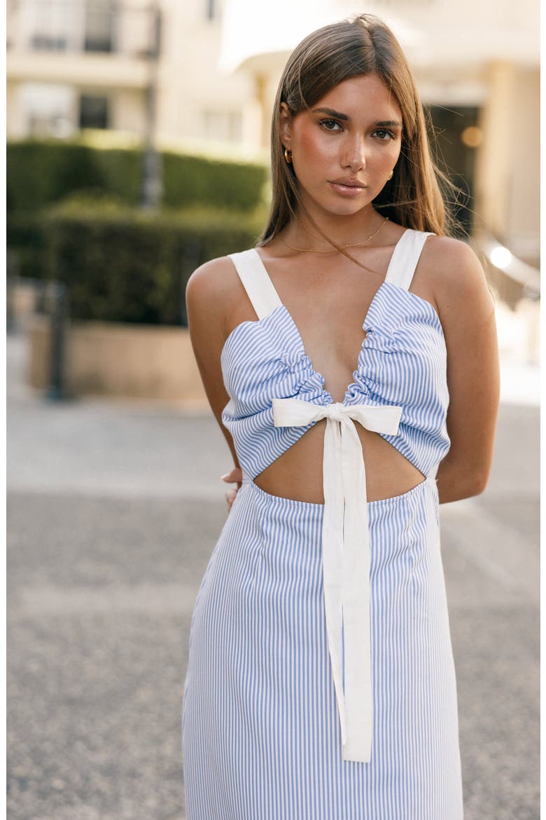 Bailee Cutout Maxi Dress, Alternate, color, BLUE STRIPE