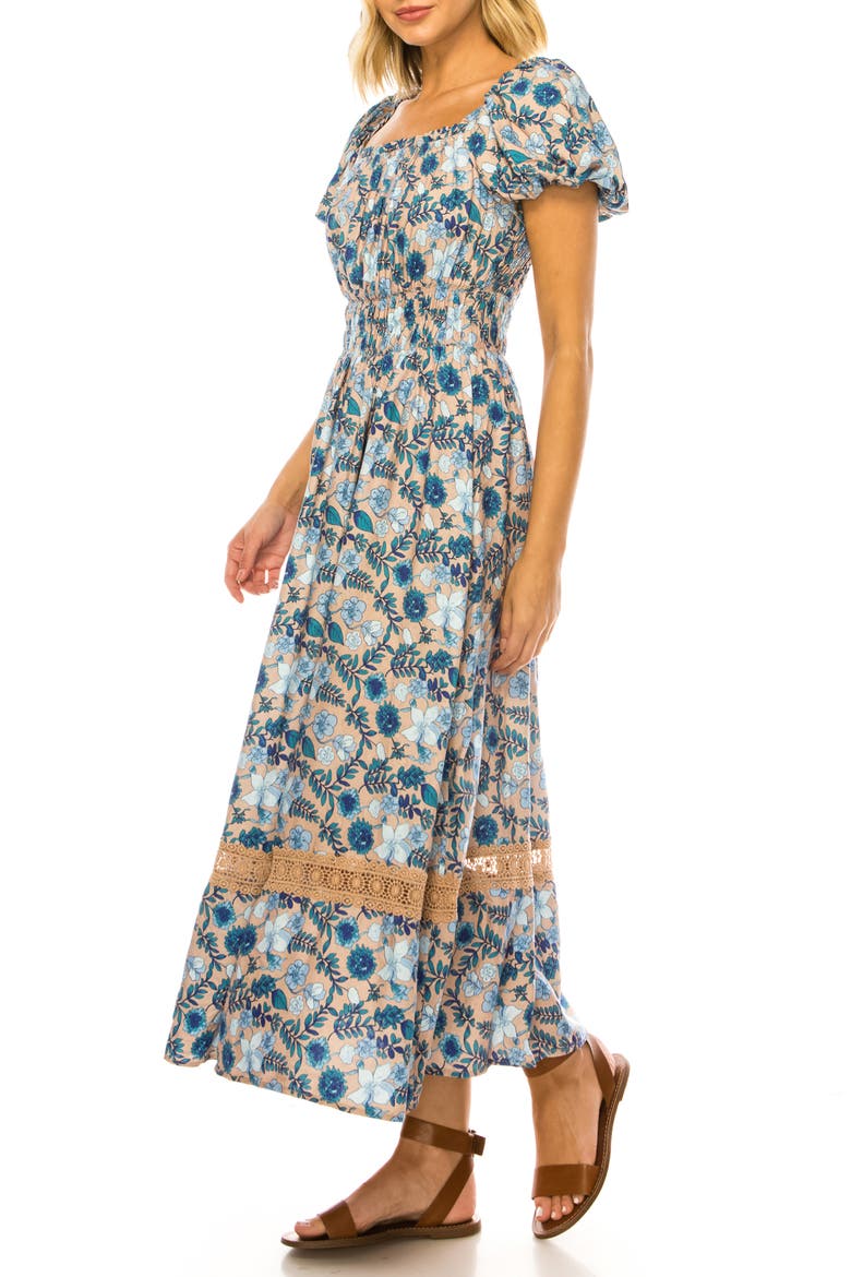 Floral Print Maxi Dress, Alternate, color, HAZELNUT