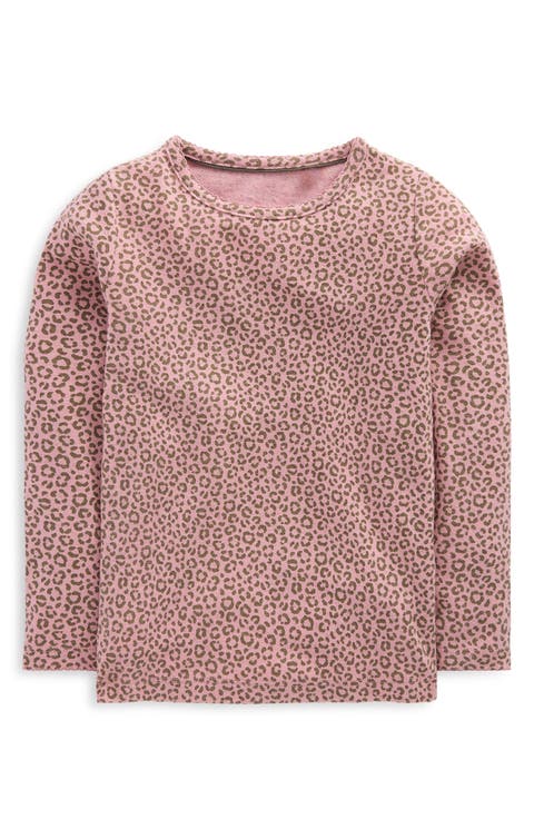 Kids' Leopard Print Long Sleeve Pointelle Tee