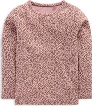 Mini Boden Kids' Leopard Print Long Sleeve Pointelle Tee