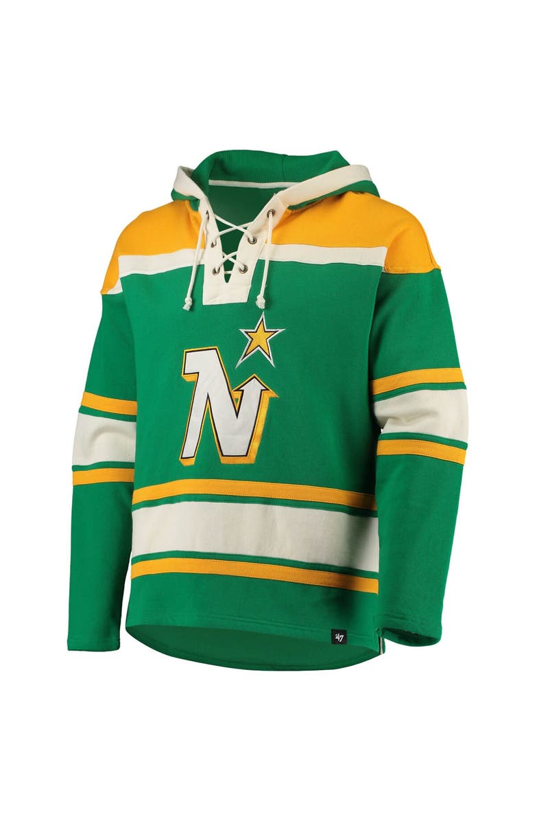 '47 Men's '47 Mike Modano Kelly Green Minnesota North Stars Retired Player Name & Number Lacer Pullover Hoodie, Alternate, color,