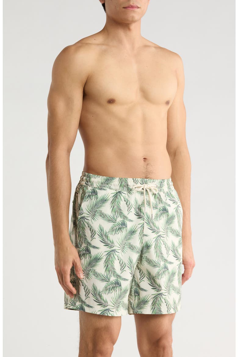 7-Inch Volley Swim Shorts, Alternate, color, WHITE BONE FLOATING FRONDS