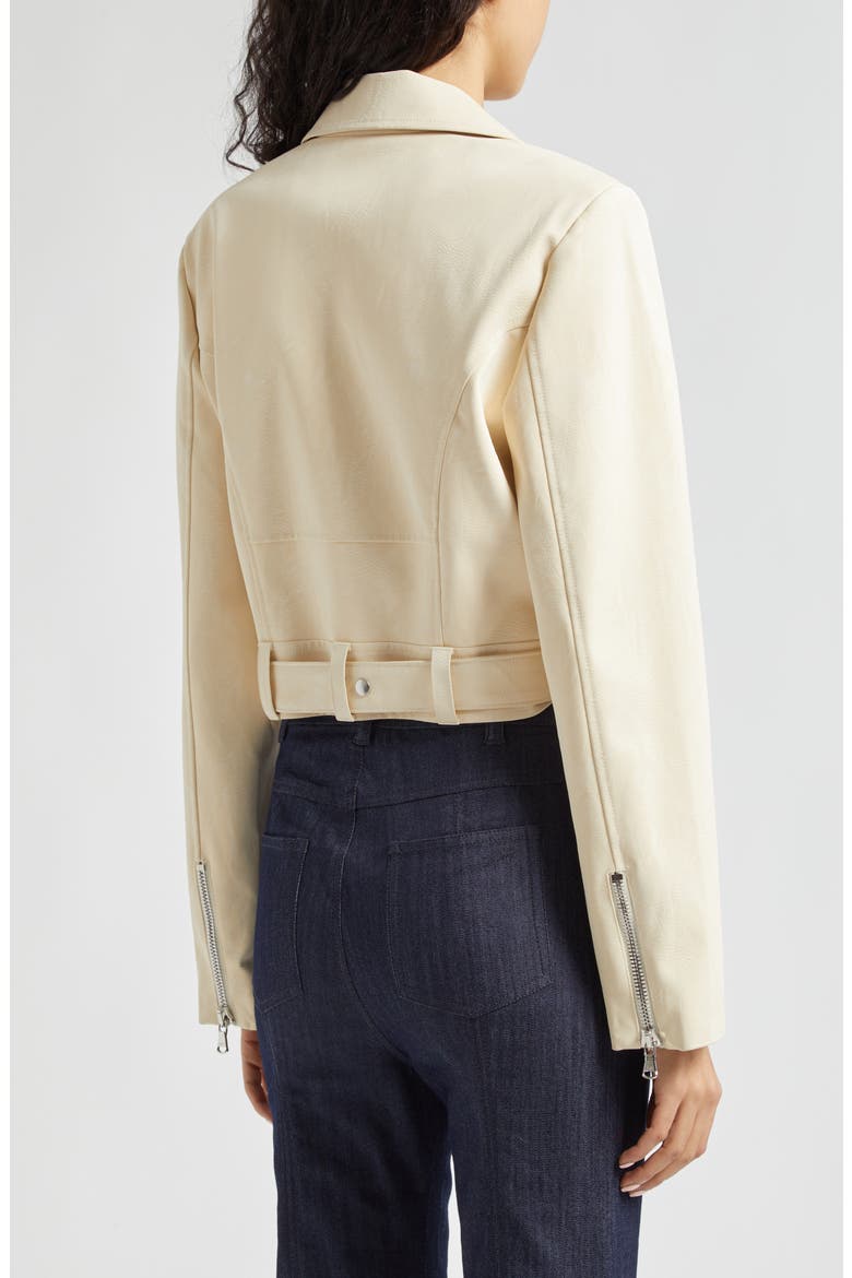 Zoe Faux Leather Moto Jacket, Alternate, color, GARDENIA