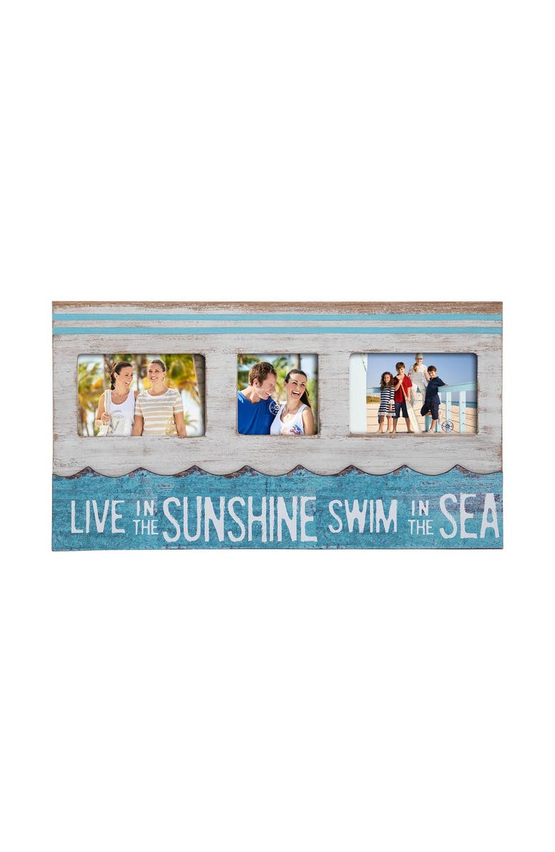 Beachcombers Sunshine And Sea Tri Picture Frame, Main, color, Blue