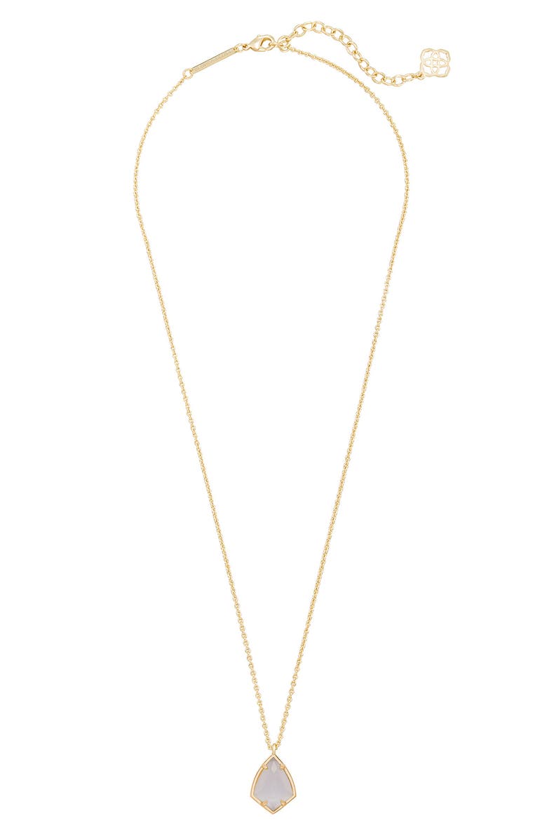 Kendra Scott 'Cory' Semiprecious Stone Pendant Necklace, Alternate, color, Slate Cats Eye