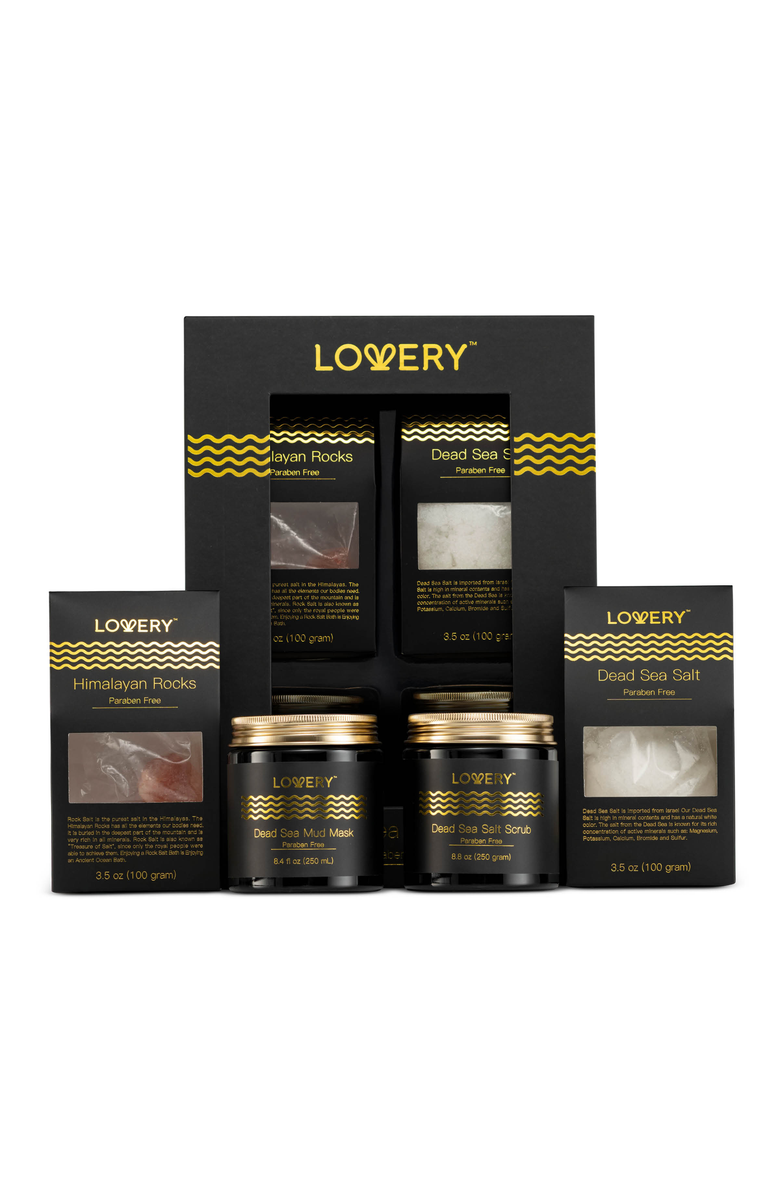 Lovery Dead Sea Minerals Spa Gift Box Set, Main, color, Black / Gold