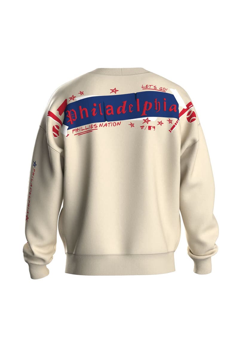 FANATICS Women's Fanatics Beige Philadelphia Phillies Graffiti Fleece Sweatshirt, Alternate, color, Beige
