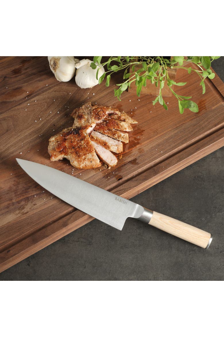 Chef Knife High Carbon 1.4116 German Steel Kitchen Knife with Pakka Wood Handle, Alternate, color, Natural