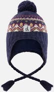 Deux par Deux Winter Fair Isle Earflap Peruvian Knit Hat with Pompom