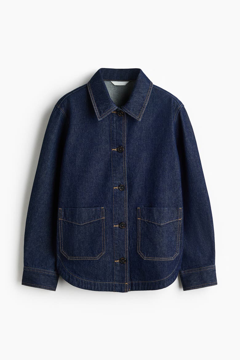 Denim Shacket, Alternate, color, Dark denim blue